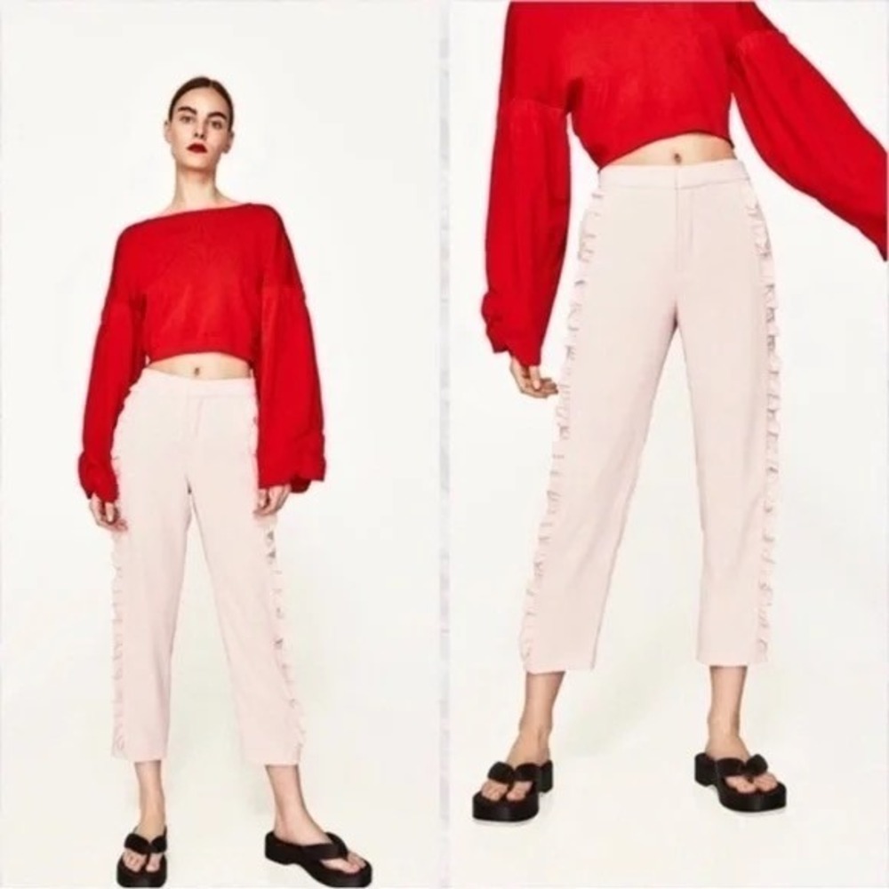 Zara Woman Blush Pink Ruffle‎ Pants